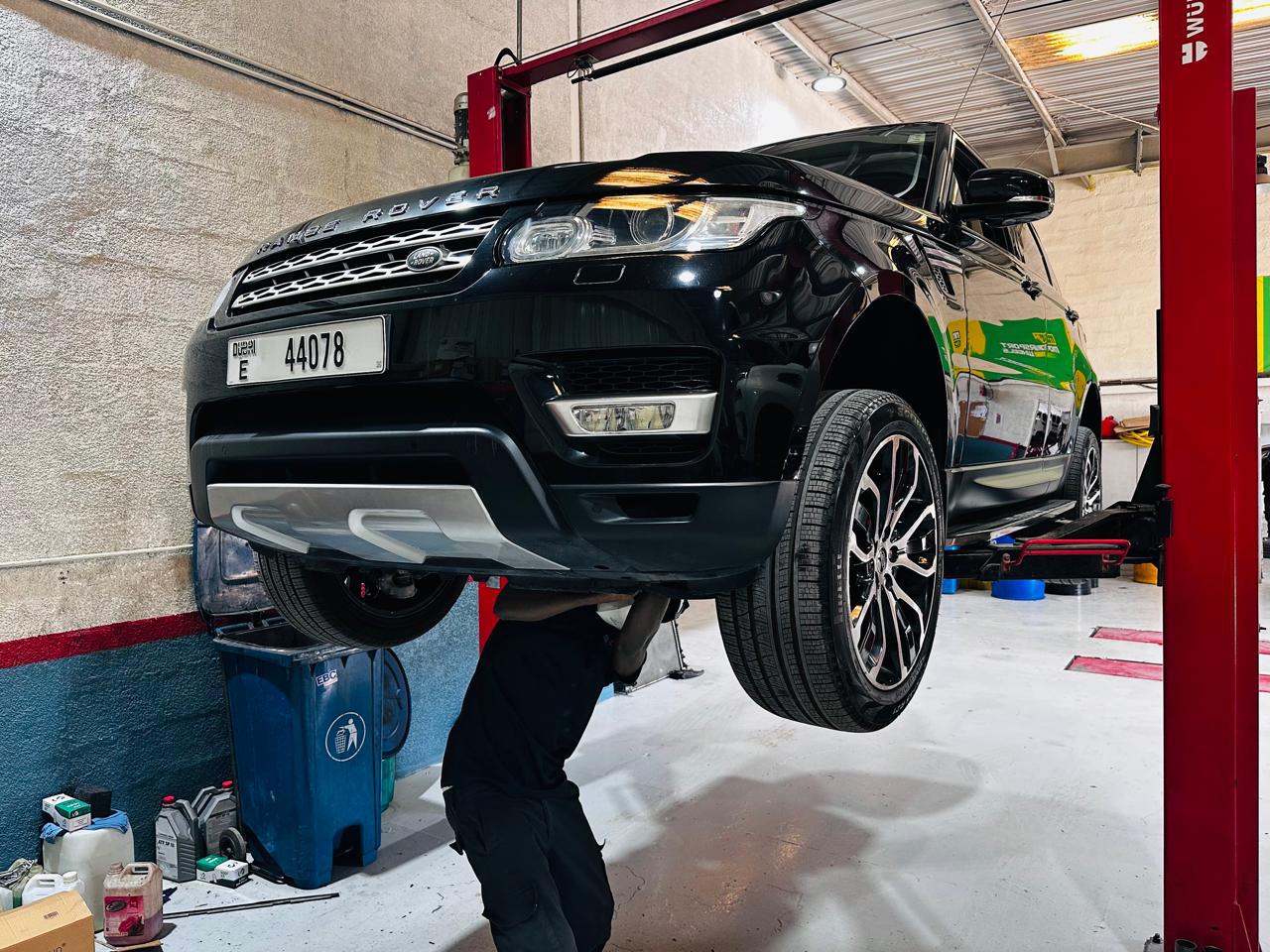 Land Rover being serviced at EBC Express Dubai