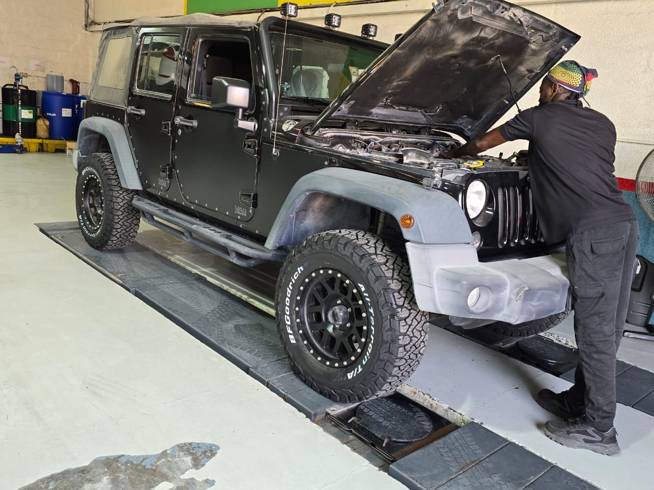 Jeep car being serviced at EBC Express