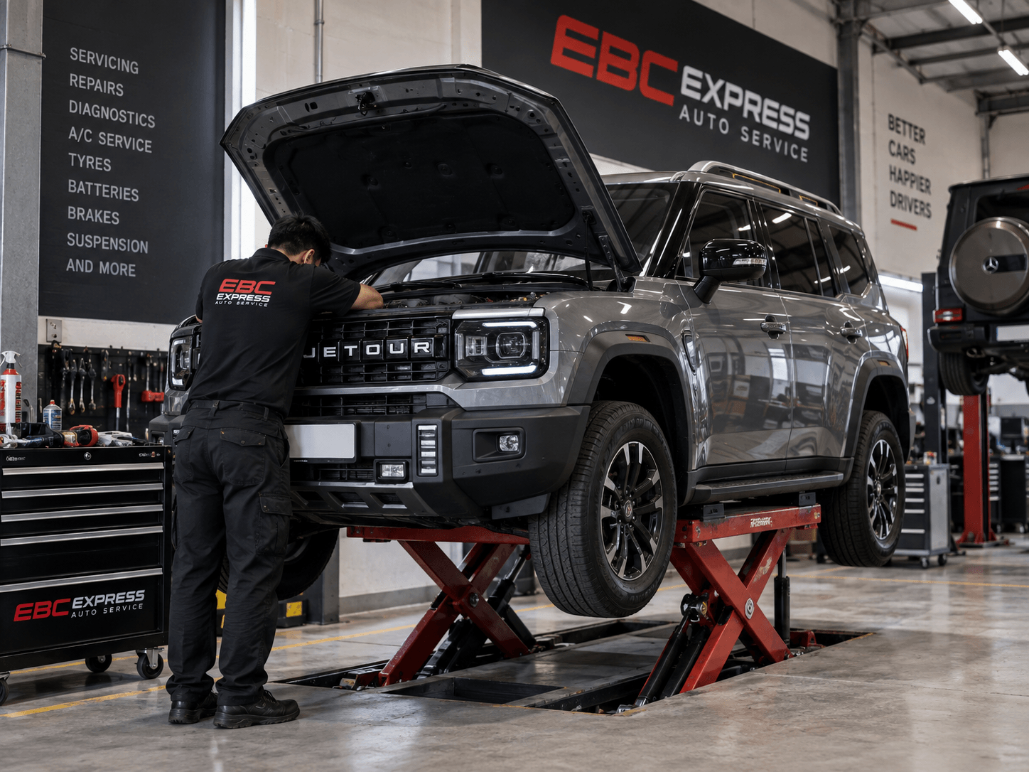 BMW being serviced at EBC Express in Dubai