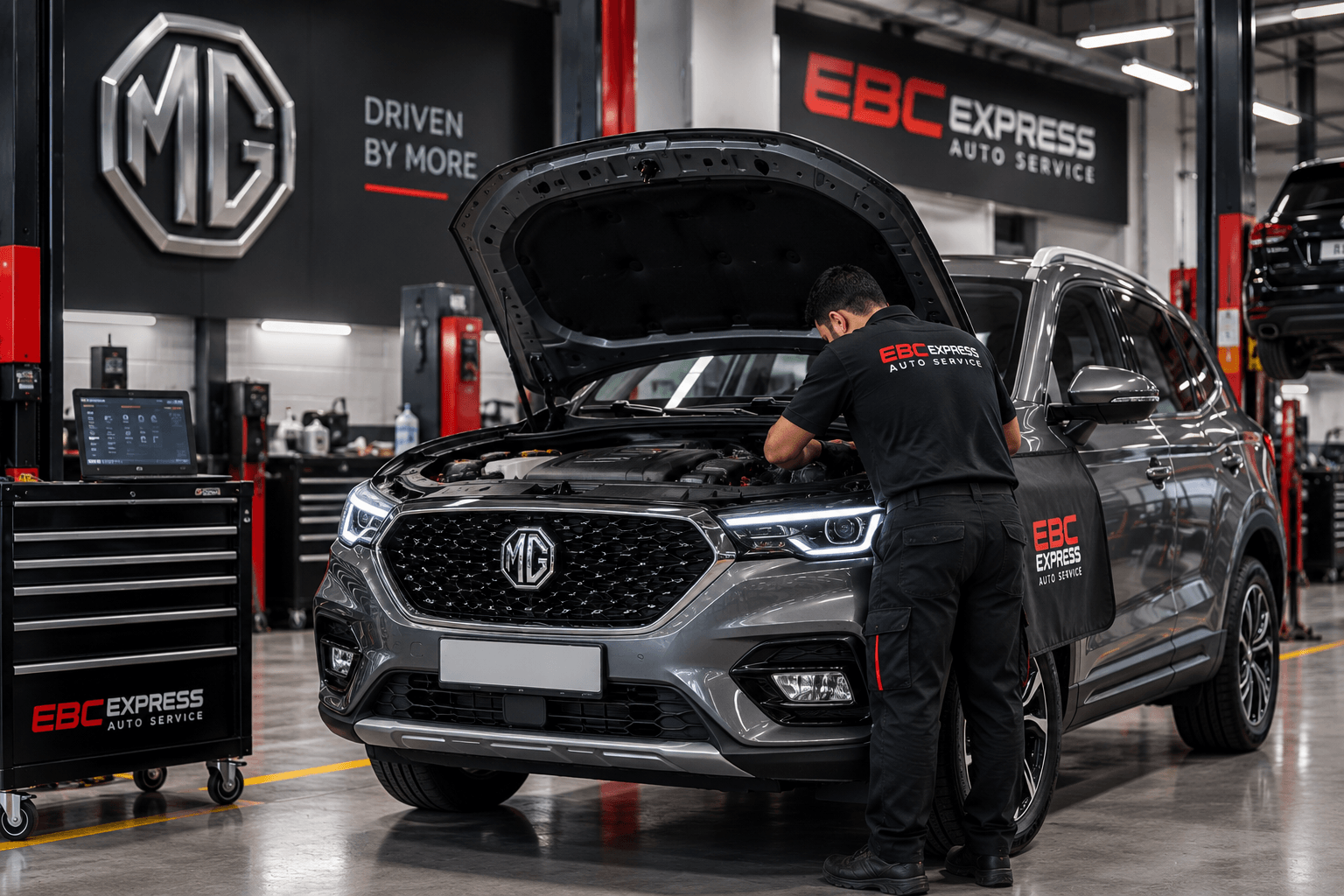 BMW being serviced at EBC Express in Dubai